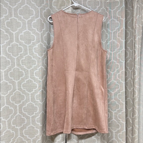 a new day Blush Pink tan Faux Suede Sleeveless Shift Dress sz 16 - Picture 6 of 9